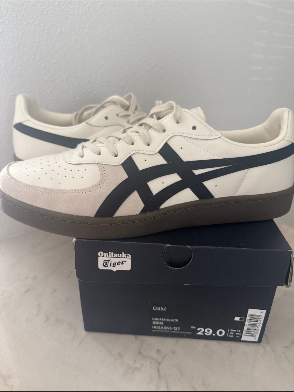 Onitsuka Tiger GSM Cream/Black Fashion Sneakers Men or Unisex US 11.5